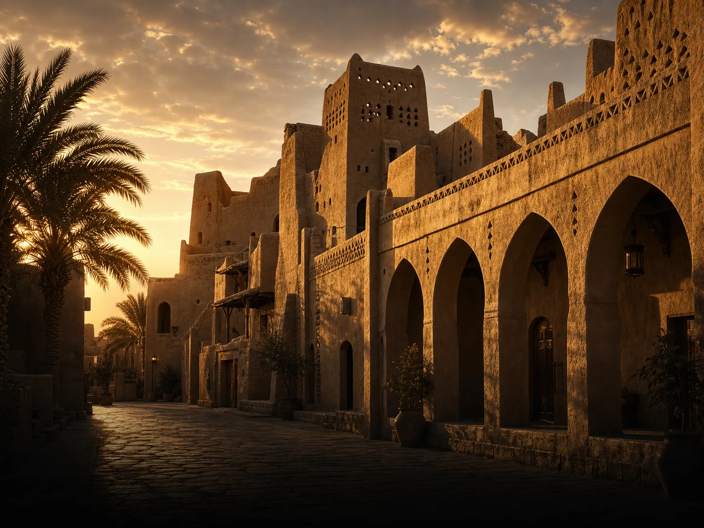 Diriyah — traditional Najdi architecture at golden hour